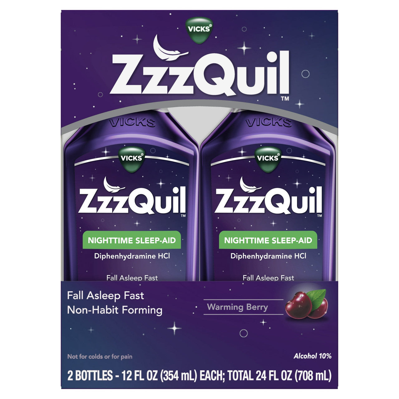 Vicks Nyquil Zzzquil Nighttime Sleep-Aid Liquid, Twin Pack - 24 Oz